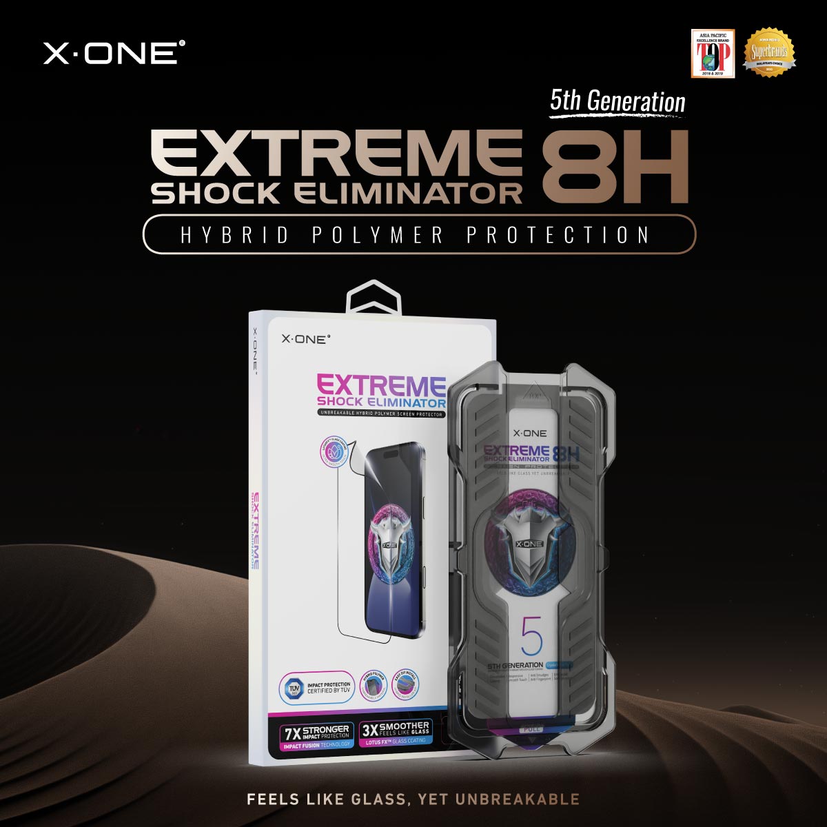 X.One Hybrid Polymer Impact Screen Protector with Installer Kit