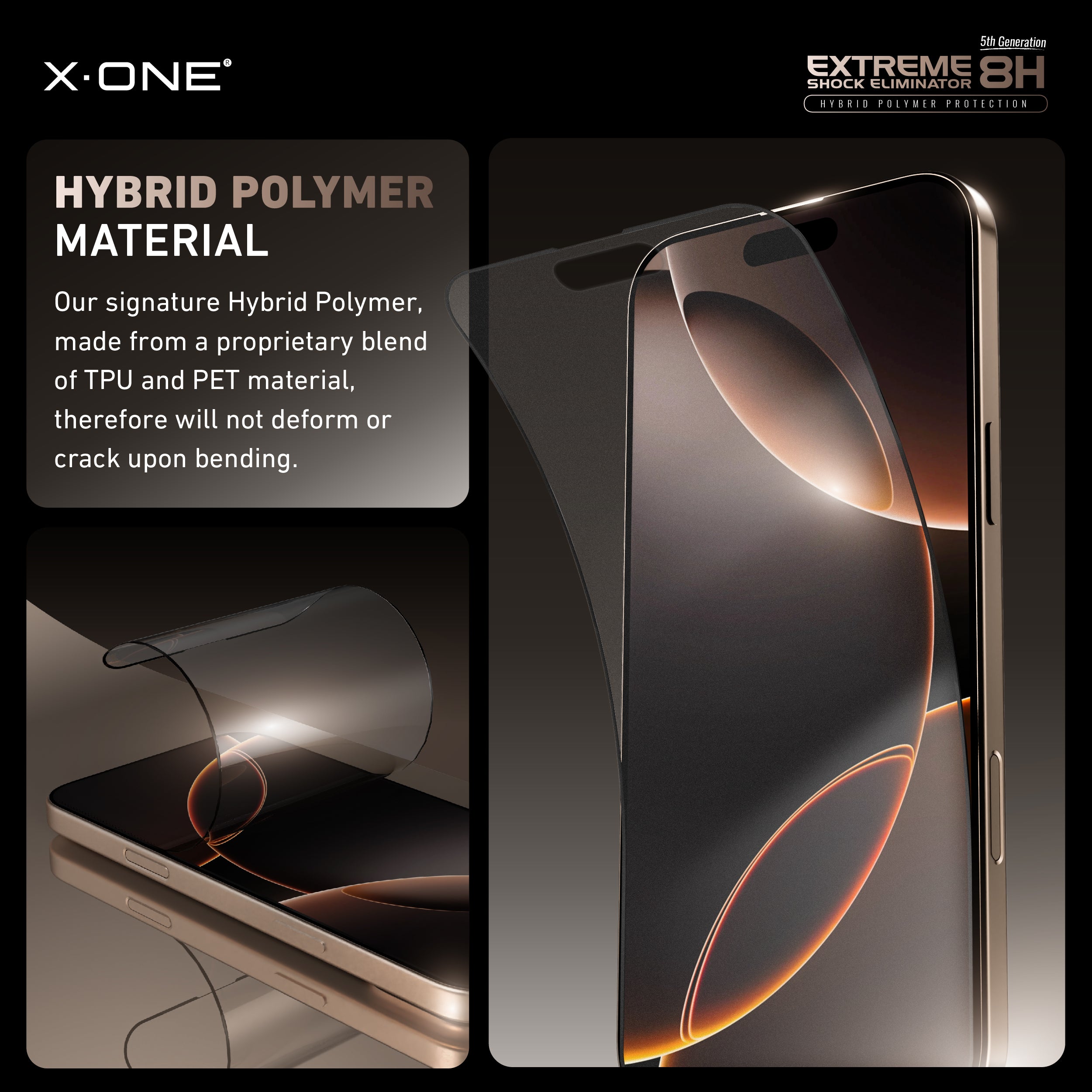 X.One Hybrid Polymer Impact Screen Protector with Installer Kit