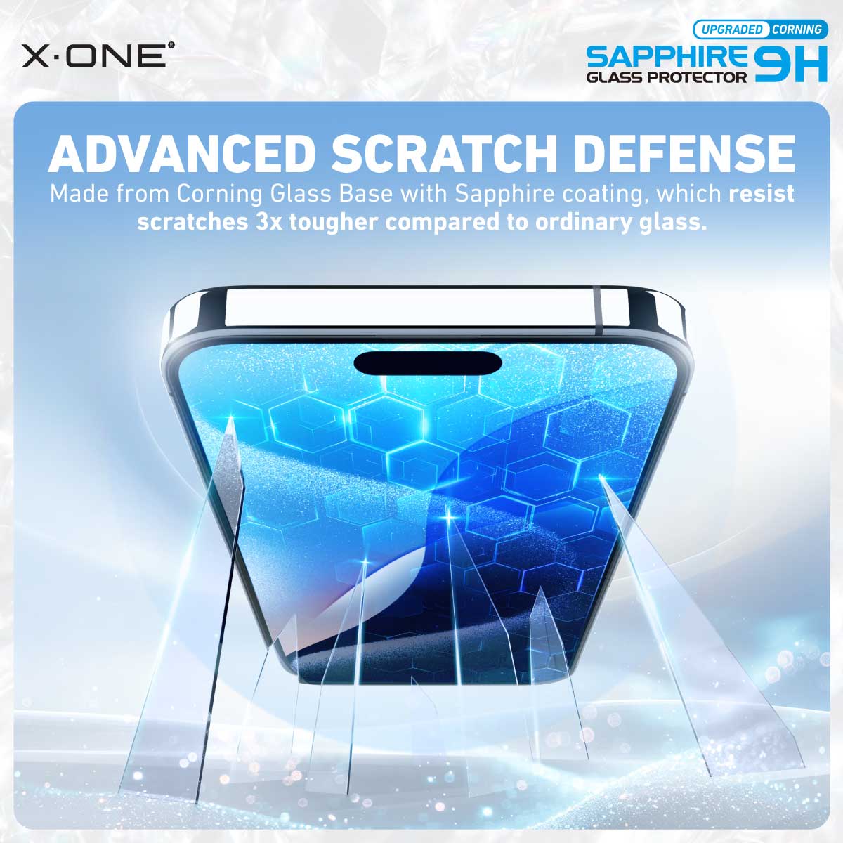 X.One® Sapphire Coated Corning Glass with Dust Free Installer Kit for iPhone