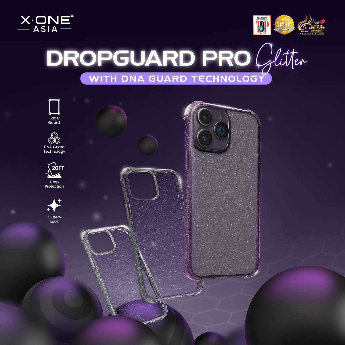 X.One® Dropguard Pro Glitter Series Impact Protection Casing for iPhone 14 Series