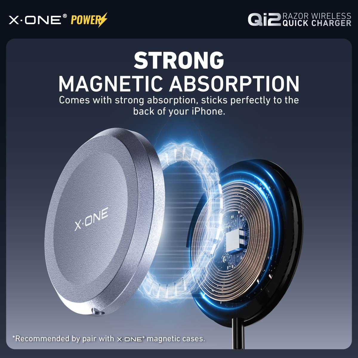 X.One® Qi2 Razor Magnetic Wireless Charger | Qi2 Certified True Wireless 15W Fast Charging