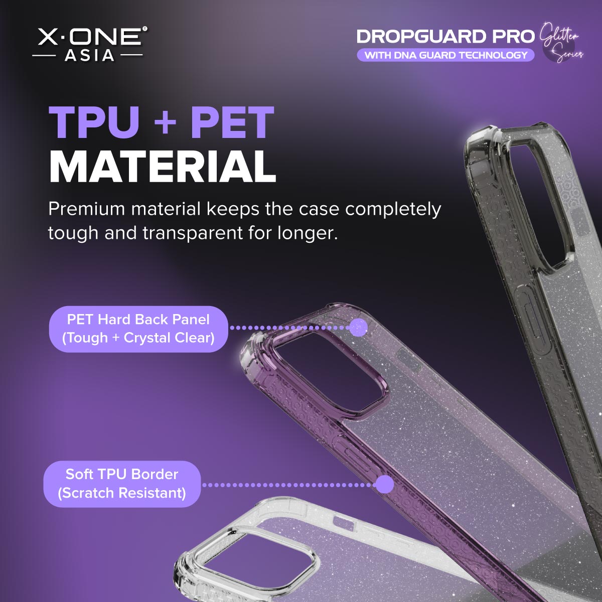 X.One® Dropguard Pro Glitter Series Impact Protection Casing for iPhone 14 Series