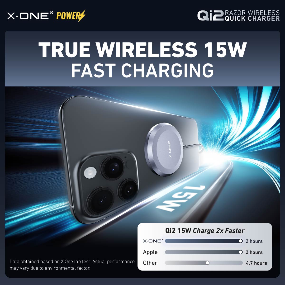 X.One® Qi2 Razor Magnetic Wireless Charger | Qi2 Certified True Wireless 15W Fast Charging